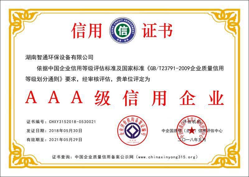 AAA信用等級證書